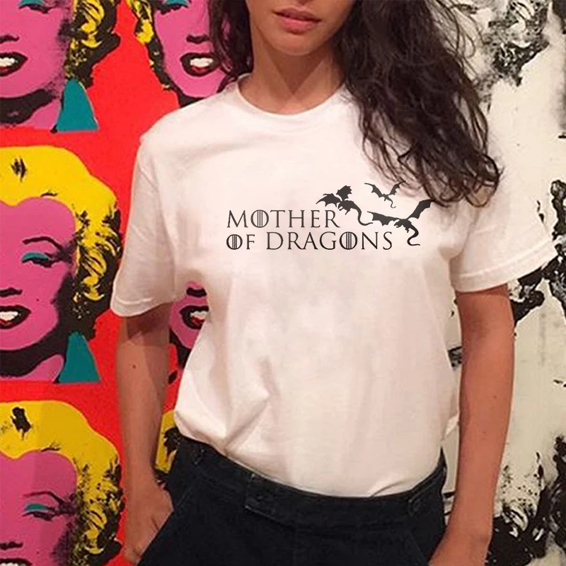

2019 Summer Ulzzang Mother Of Dragons Dracarys T Shirt Women Harajuku Vintage Aesthetic Tops Arya Stark Not Today Streetwear Tee
