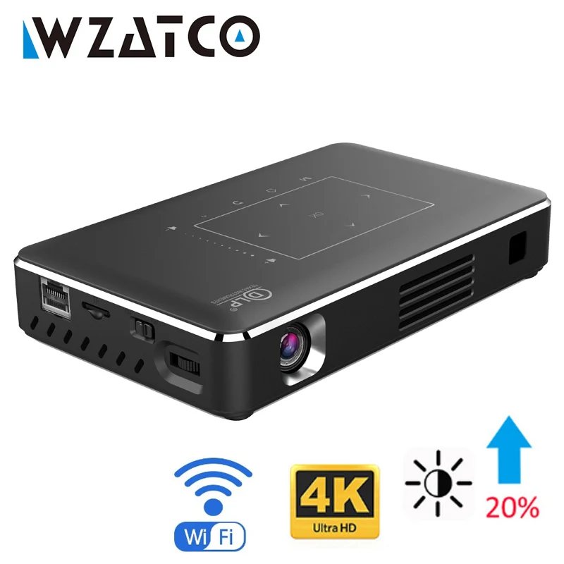 Умный светодиодный DLP проектор WZATCO Android Wi Fi Bluetooth 4 1 поддержка 4k Full HD 1080P домашний