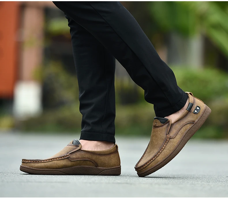 Размер 38-46, комфортные мужские лоферы, качественная кожаная повседневная обувь, осенние кожаные туфли, мужские мокасины на плоской подошве, мужская обувь
