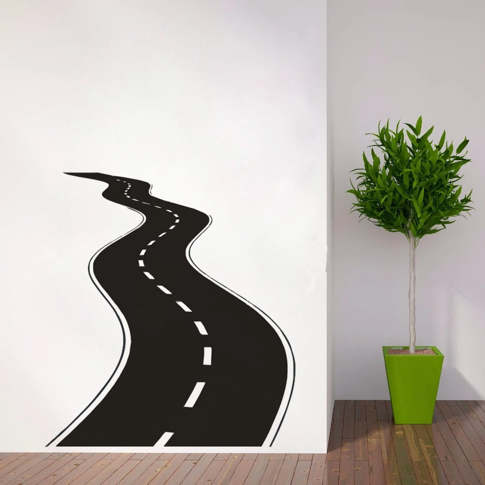 

Road Wall Decal Vinyl Wall Sticker Tire Tracks Wall Art Highway Way Garage Wall Murals New Design Road Style Wallpaper AY1192