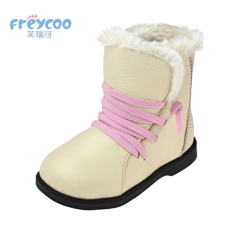 

Freycoo 2019 New Fashion Winter Baby Kids Shoes For Girls Boys Cowskin Genuine Leateher Children Cotton-padded snow boots8037