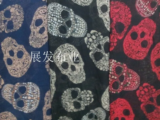 

Diamond composite wire chiffon skull pattern summer dress fabric 1.5 meters wide