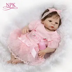 NPK Реалистичные Полный винил кукла с настоящая девочка пол bebe reborn meninas подарки на день детей и Рождество