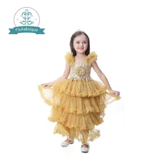 Модные платья с блестками и рукавами-лепестками для свадебных вечеринок и длиной до щиколотки 3-12