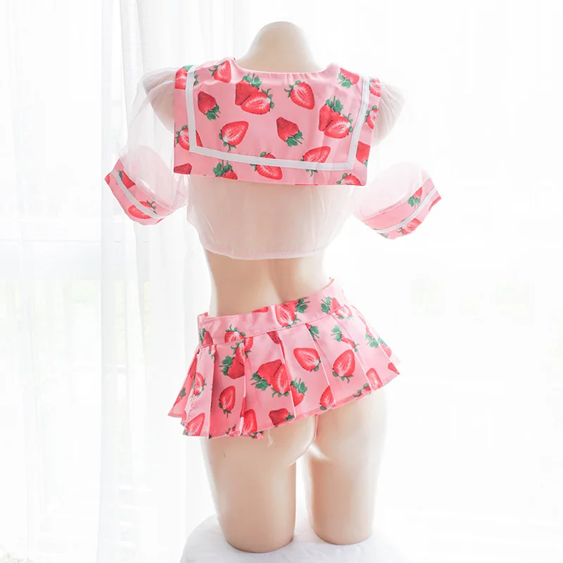Сексуальная Новинка Аниме девушка Kawaii клубника печатная сексуальная розовая