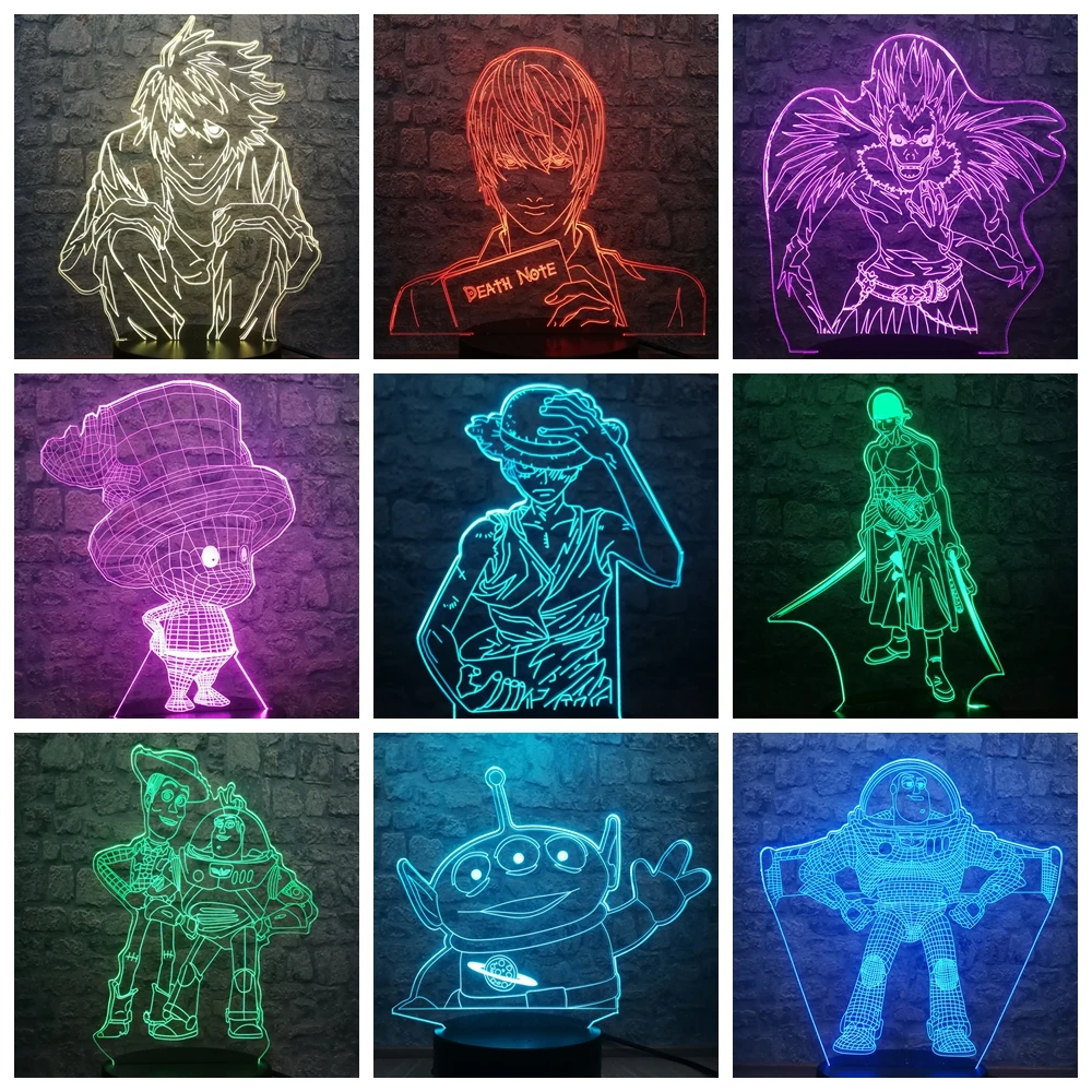

Anime Night Light 7 Color Changing Led Kids Bedside Lighting 3D Visual Desk Lamp Home Decor Fan Child New Year Gift Dropshipping