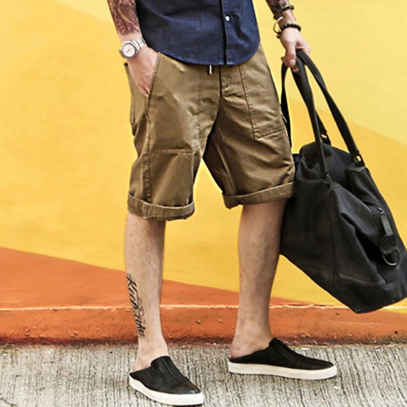 Men Khaki Cargo Shorts Summer New Fashion Casual Fashion Short Pants