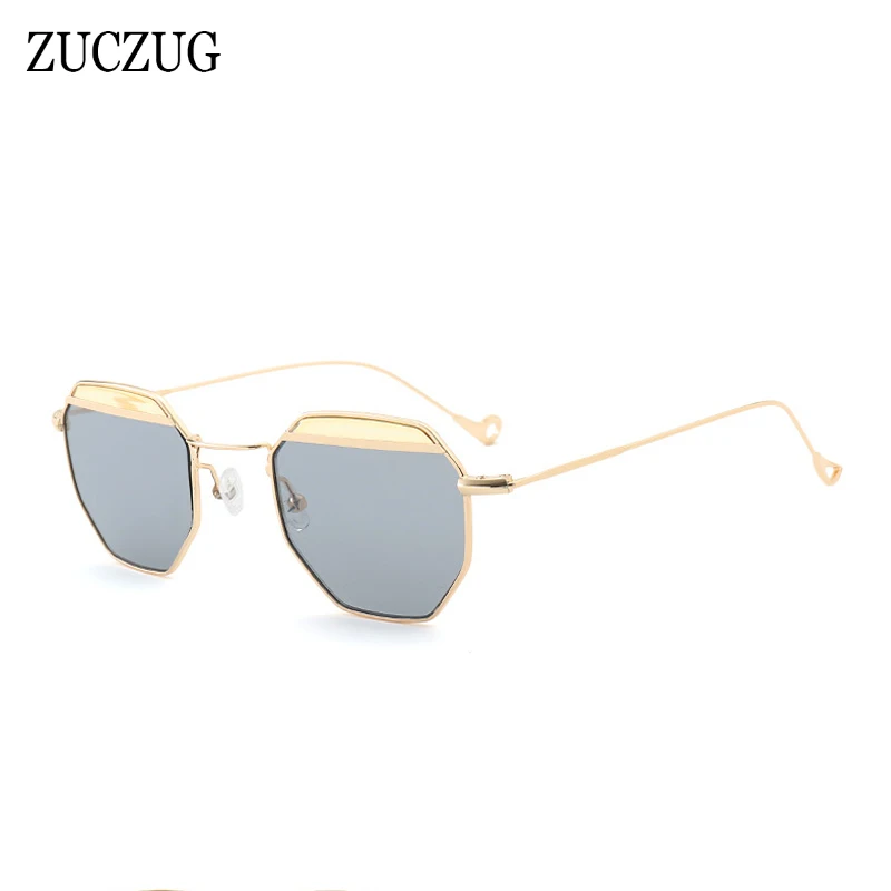 

ZUCZUG Retro Small Frame Polygon Sunglasses Women Brand Designer Hexagon Sun Glasses For Female Blue Pink Red Lens Sunglasses