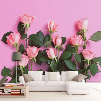 

Photo Wallpaper 3D Pink Flowers Murals Romantic Modern Wedding House Living Room Home Decor Background Wall Painting Wall Papers