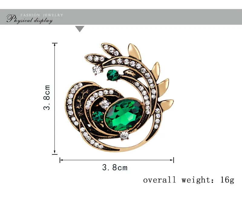 Новые изысканные большие зеленые камни цветочный дизайн женские ювелирные изделия брошь булавки Модный Красный Кристалл Стразы Броши Аксессуары