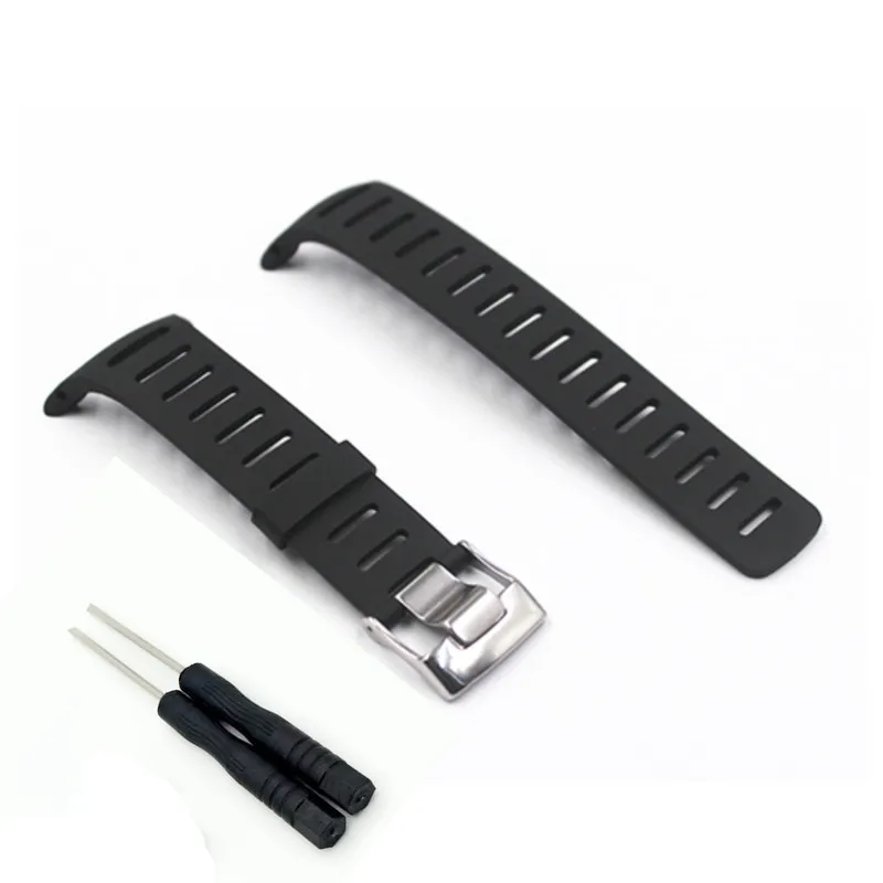 

100% Natural Rubber Watch Band Strap Accessories For Suunto T1 / T3 / T4 Series Watchband Replace + 2Pcs Screwdriver