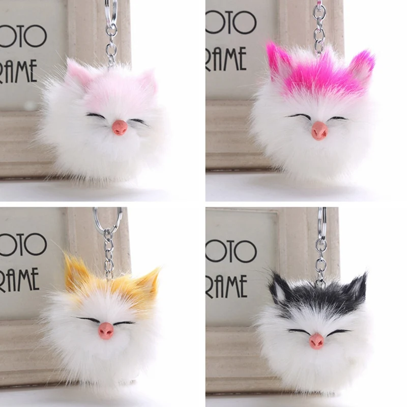 

Cute Sleeping Cat Keychain High Quality Charm Fur Ball Pendants Car Key Chain Accessories Jewelry