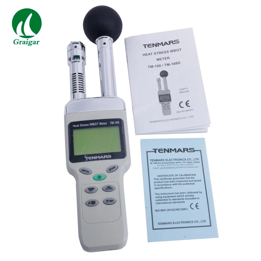 

New TENMARS TM-188 Handheld Industrial Heat Stress WBGT Tester Quick-response Capacitance Sensor Accurate Measurement