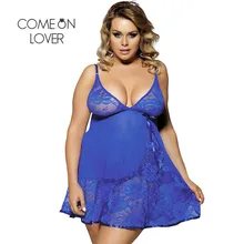 Comeonlover сексуальная ночная рубашка цветочный мягкий Кружевной Фартук Сексуальная сорочка с стринги RI80158 синего размера плюс Babydoll белье сексуальное Dessous