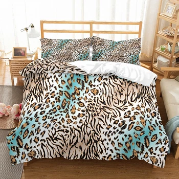 

Yi chu xin 3d leopardo bedding set luxury duvet cover set queen/twin size bed set 200*200 bedlinen