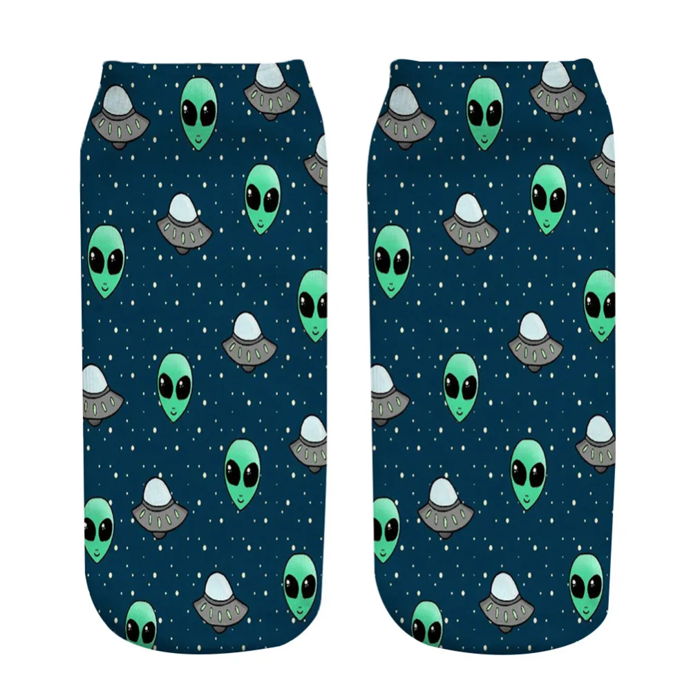 Cool Design UFO Aliens Man Women Sock Casual Cute Socks Unisex Low Cut Ankle Socks Multiple Colors 3D Socks for Men women