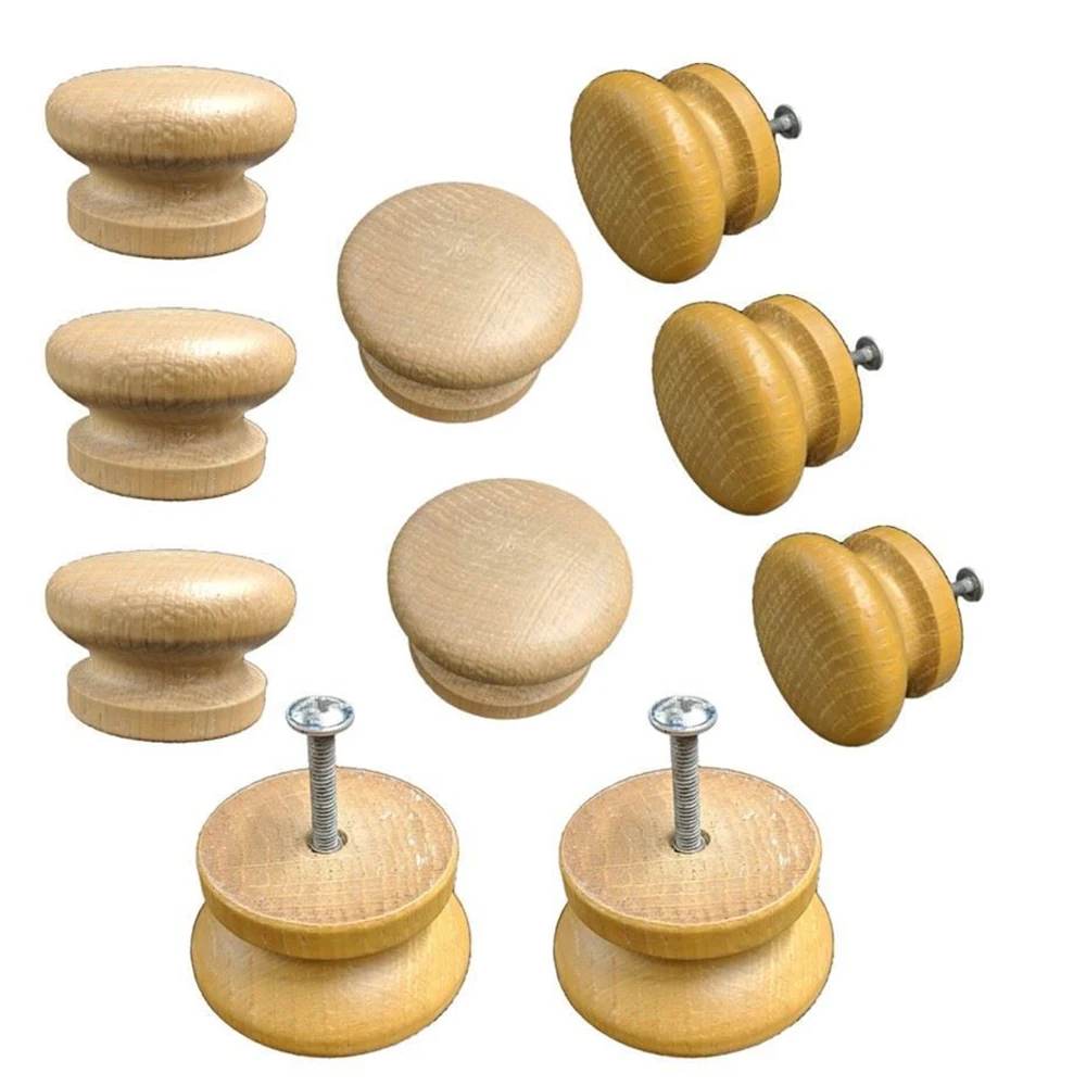 Buy 10PCS Large Wood Door Knob Natural Wooden Round