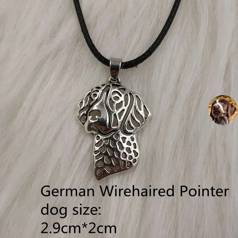 Веревочное ожерелье с подвеской в виде собаки, в ретро стиле, античное серебро, Ротвейлер, Basenji, ювелирные изделия для женщин, мужчин, панк, милые, новая мода - Окраска металла: Wirehaired Pointer