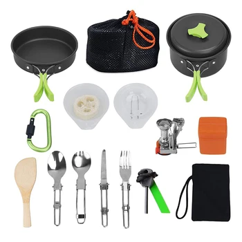

Camping Tableware Cutlery Outdoor Cooking Pot Camping Cookware Pots Set Camping Cooking Set With Gas Stove Hiking Picnic Set