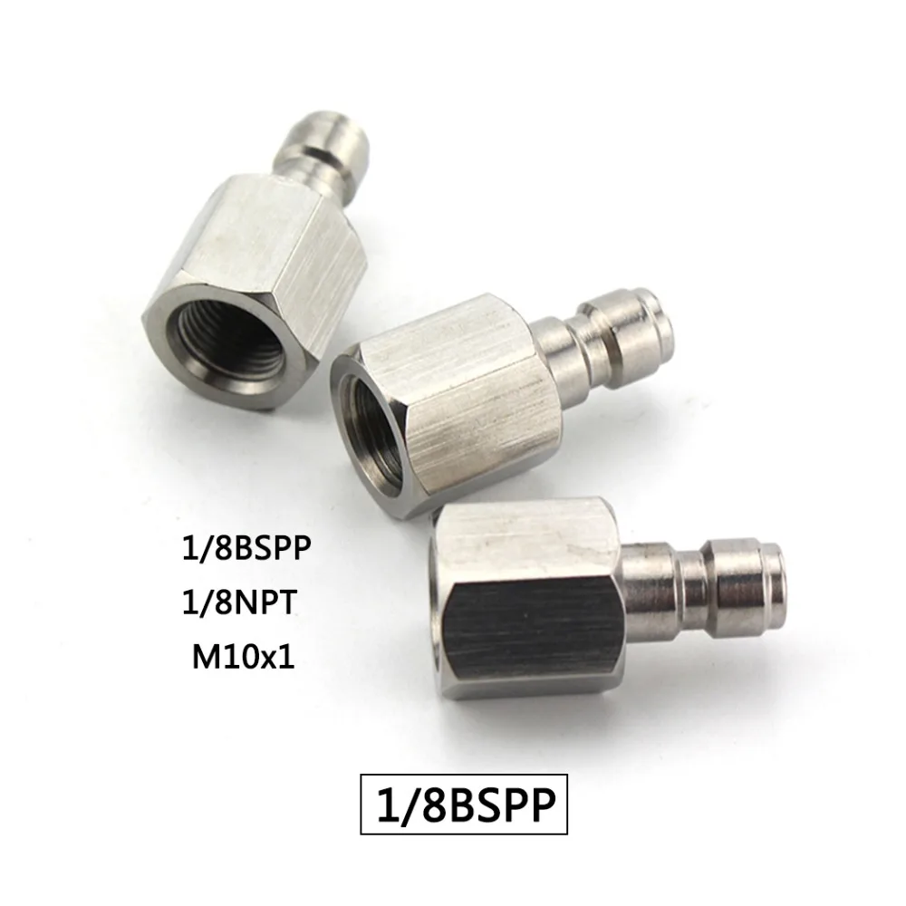 

PCP Airforce Paintball Male Plug Quick Coupler Connector Fittings 1/8BSPP 1/8NPT M10x1 8MMStainless Steel Socket 3pcs/lot