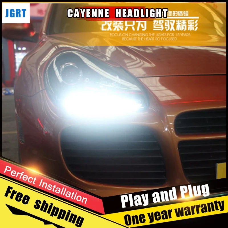 JGRT автомобильный стиль светодиодный фары для Porsche Cayenne 2004-2006 для головной лампы светодиодный DRL Объектив двойной луч H7 HID Xenon bi xenon объектив