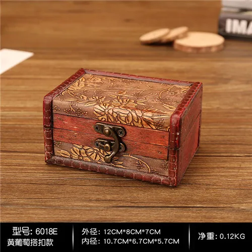Zakka Шкатулка винтажная деревянная коробка для хранения декоративный чемодан маленькая Ретро шкатулка замок настольная коробка для хранения отделка - Цвет: same as picture