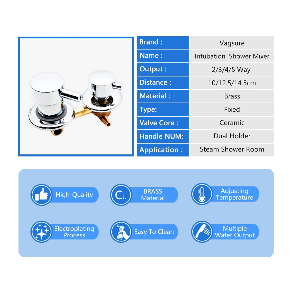 Shower Faucets Mixer Valve 2/3/4/5 Water Outlet Hole Distance 10cm/ 12.5cm Brass For Shower Cabin Cabinet