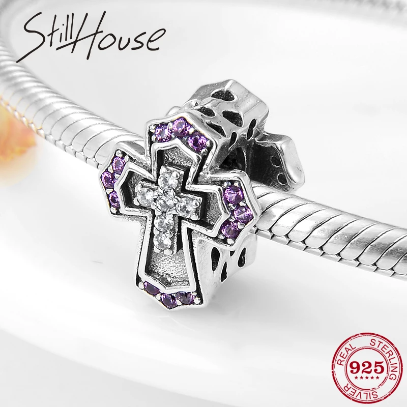 

Authentic 925 Sterling Silver Praying for the cross Charms Beads Fit Original Pandora Charm Bracelets Jewelry Making