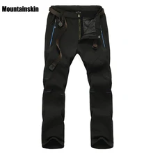 5XL 2017 Men’s Winter Softshell Inner Fleece Pants Outdoor Sports Waterproof Skiing Trekking Hiking Camping Male Trousers VA056