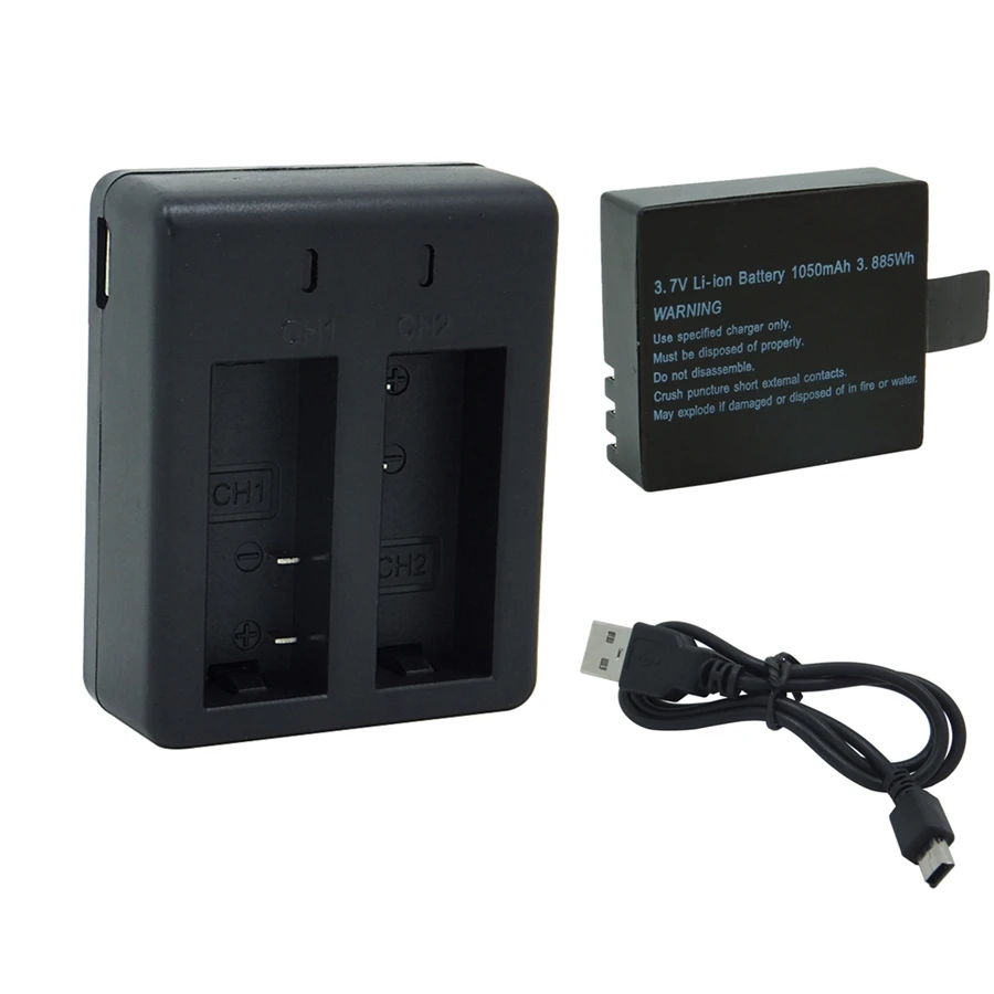 Digital Batteries 1050mAh Li-ion Battery + Dual port Charger For SOOCOO SJCAM SJ4000 SJ5000 SJ6000 Action Sport Camera