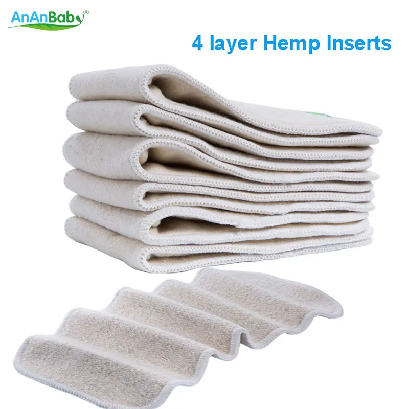 

Free Shipping Organic Hemp 20pcs 4 Layers Hemp Inserts Reusable Baby Cloth Diapers Inserts
