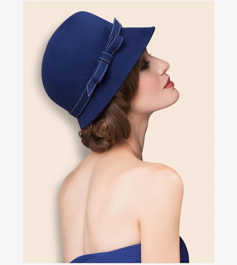 Новое поступление зимние Женская шерстяная шляпа мода осень британский шерстяные фетровых шляпа женский элегантный теплый вечерние Кепки
