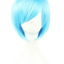 Короткий боб парик Fei-Show волнистые небесно-голубые волосы синтетические Жаростойкие карнавальный костюм Хэллоуин Cos-play парики