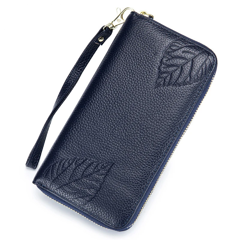 

Women Wallets 2018 New Embossed Wallets Ladies Long Genuine Leather Large-capacity RFID Wallets Head Layer Cowhide Women Purse