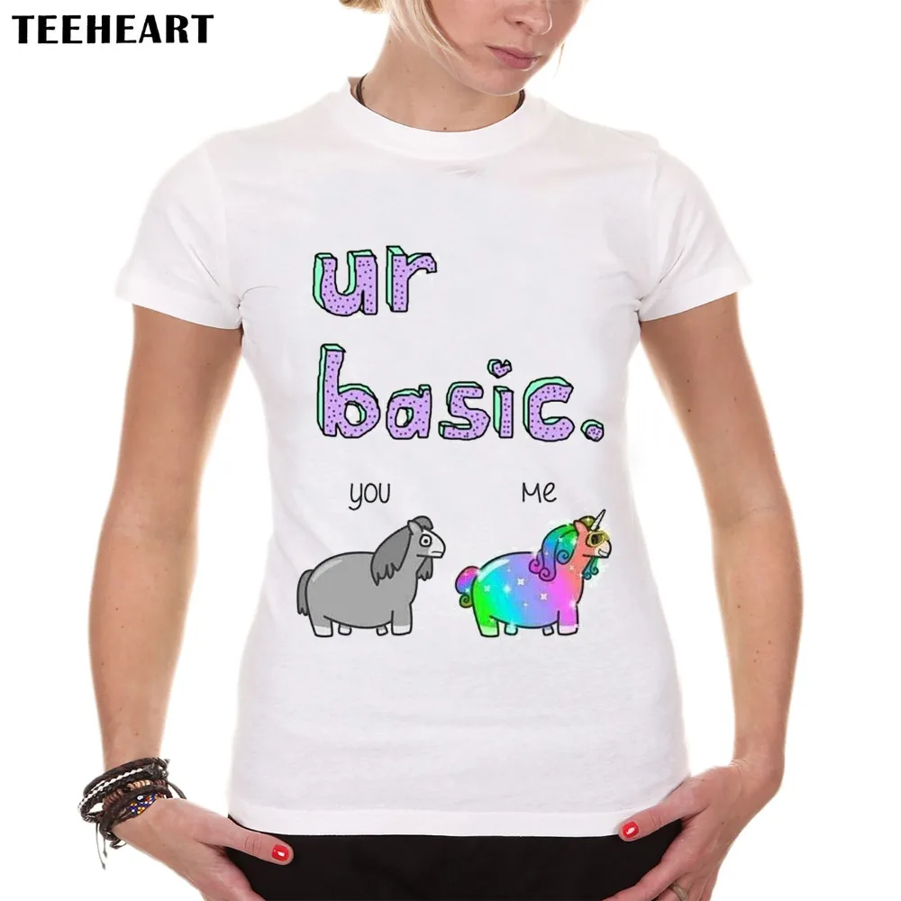 

TEEHEART Women's T Shirt 2017 Summer Style Harajuku Emoji Unicorn Print Summer Tee Tops PX314