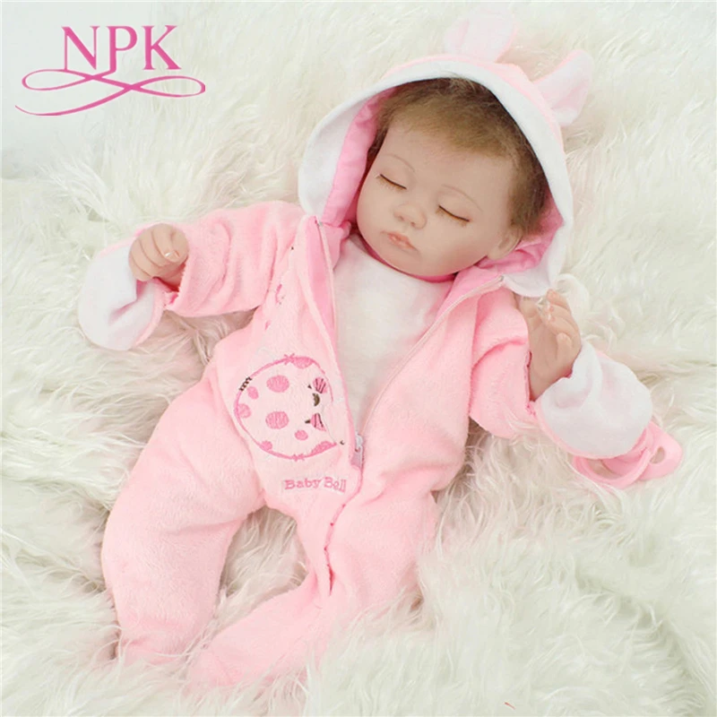 

NPK 40CM Real Silicone Girl doll Reborn Baby Girl's Toys Soft Cloth body Lifelike Newborn Babies bebes Reborn Doll Toy Gift Gril