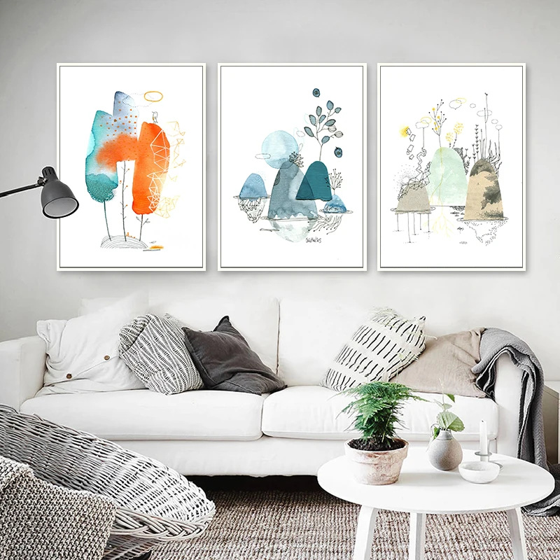 

Nordic Poster Abstract Forest Landscape Wall Art Canvas Painting Modern Minimalist print Wall Picture for Living Room Home Decor