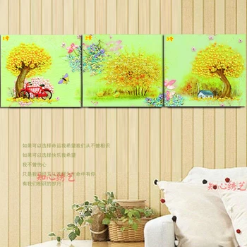 

3D Unfinished Printed DIY Needlework Patterns Kits For Handmade Ribbons Embroidery Sets,Romatic Flower tree