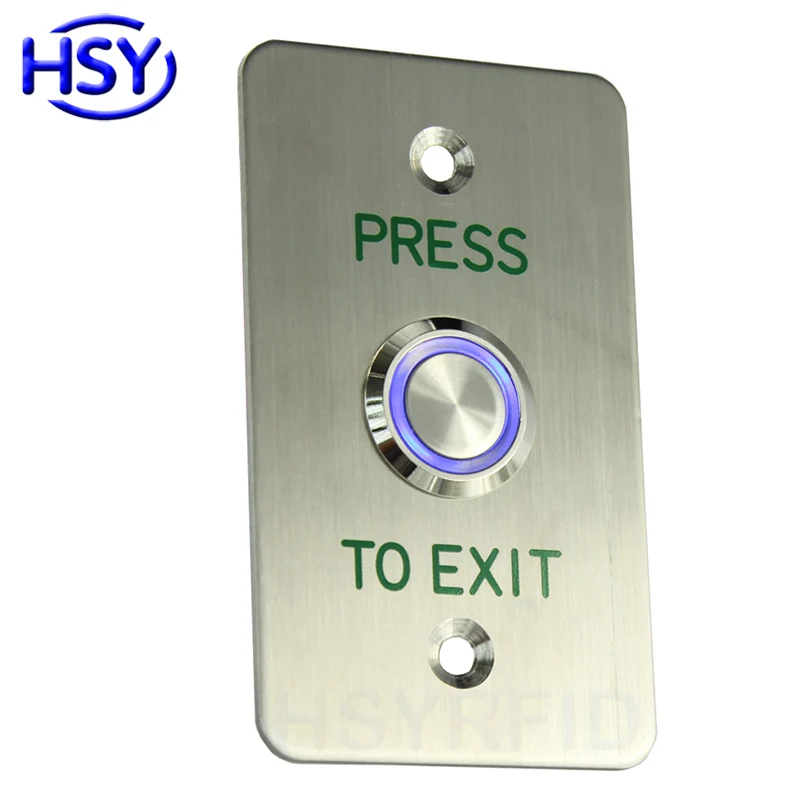 Blue LED Light Stainless Steel Panel Door Release Push Exit Button use