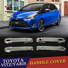 Wysokiej jakości ABS poszycia dla Toyota Yaris Vitz 2016-2019 klamka cekiny pokrywa wykończenia naklejki do samochodów Car Styling