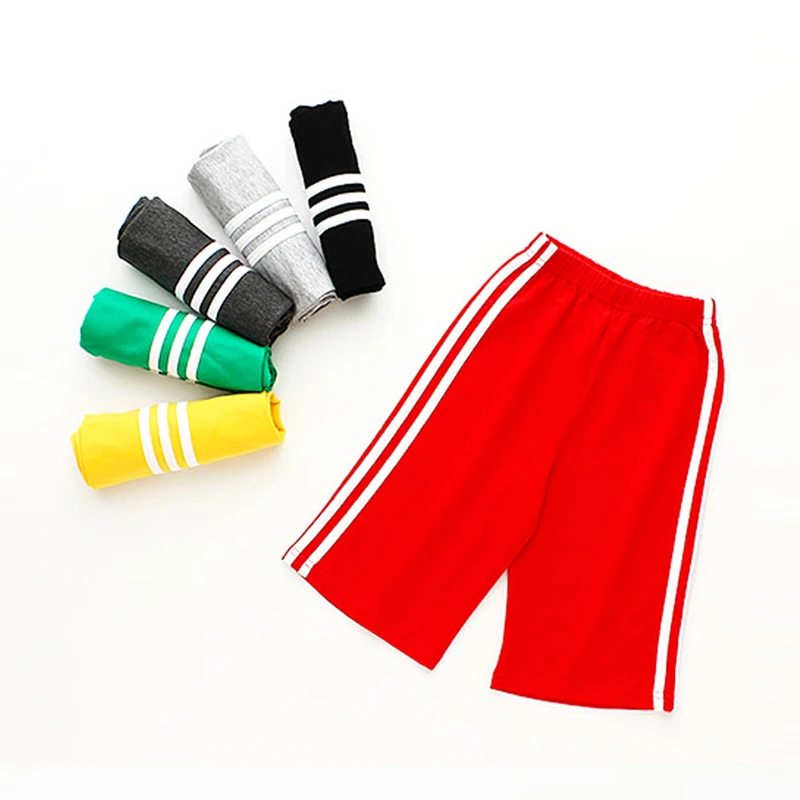 

Fashion Side Striped Pants Girls Spring Summer Straight Unisex Boys Casual Sport Calf Length Pants School Kids Trousers 2-13 Y
