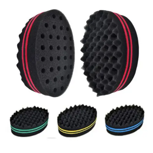 

Newest Double Sided Barber Hair Brush Sponge Locking Twists Coil Afro Curl Wave
