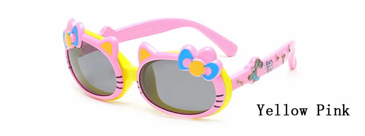 Двух часах очки детские TR90 милые детские прищепка в форме кошки на Поляризованные солнцезащитный очки солнцезащитные очки ребенок девочка очки с мультипликацией для Oculo 859 - Цвет линз: Yellow Pink