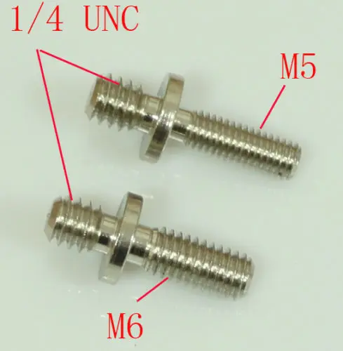 

2x 1/4" Male Threaded to M5 & M6 Male Threaded screw Adapters for tripod camera (pack of 2)