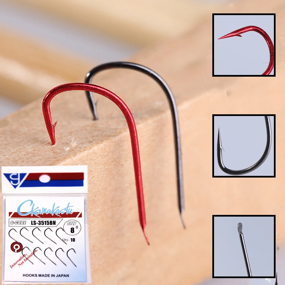 10pcs/lot sode fishing hooks black and red color High Carbon Steel Fishing Hook Sode Non-Barb