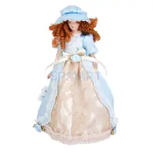 Кукольный домик миниатюрные фарфоровые куклы викторианская леди в платье и шляпе w/стенд