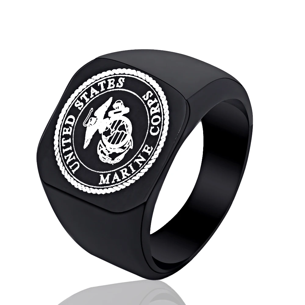 Free Ship Fashion USMC Stainless Steel Ring Men US Army Marine Corps