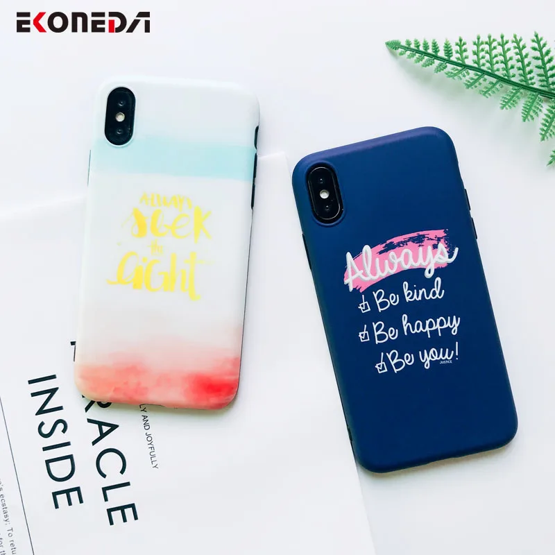 

EKONEDA Soft Case For iPhone X Case Silicone Graffiti Positive Words Cover For iPhone 7 6 8 Plus XR XS Max 6S Case