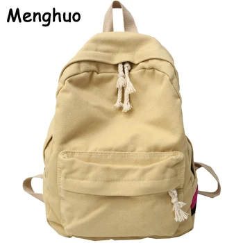 

Menghuo Vintage Canvas Women Backpack Fashion Travel Backpack for Teenager Girls Student School Bag Casual Rucksack Female 2019