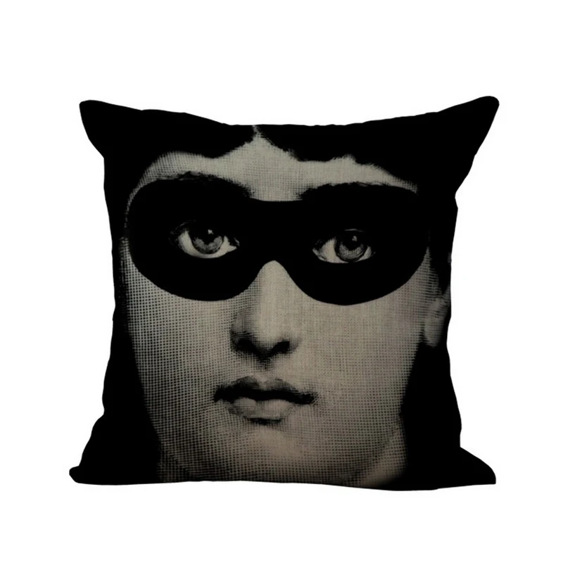 Najtaniej Moda w stylu Vintage Fornasetti artysta piękno twarzy czaszki wykonane na zamówienie poduszka pokrywa czarny i biały Case home hotel poszewka na poduszkę